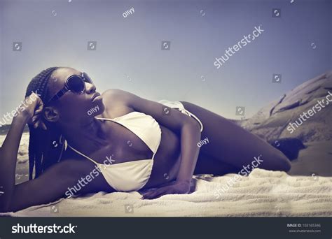 Beautiful African Woman Lying On Beach Stock Photo 103165346 Shutterstock