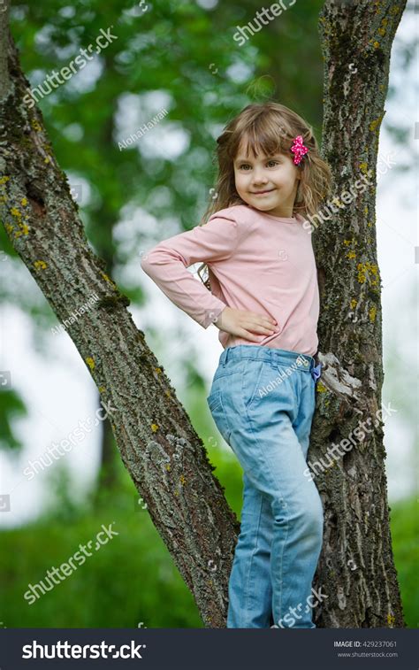 Happy Little Girl Climbing Tree Stock Photo 429237061 Shutterstock