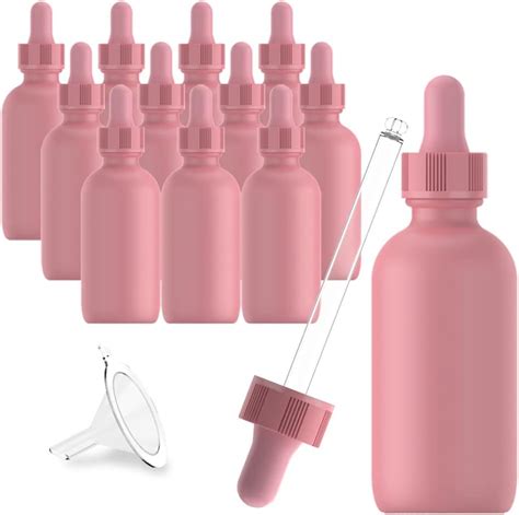 Seafulee 2 Oz Pink Coated Glass Dropper Bottles 60ml With