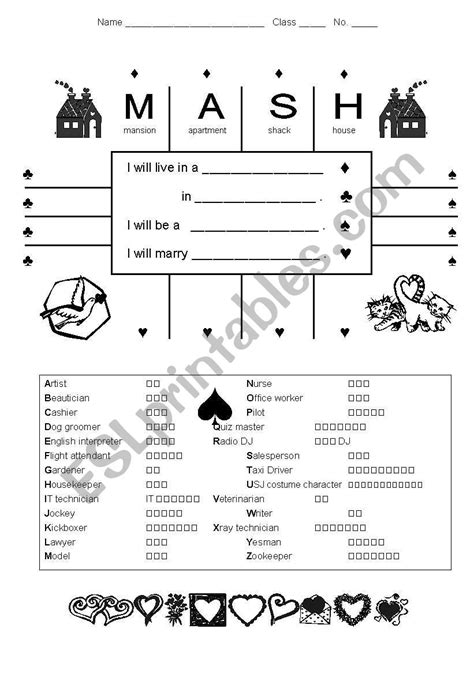 Mash Game For Efl Students Esl Worksheet By Fern19594