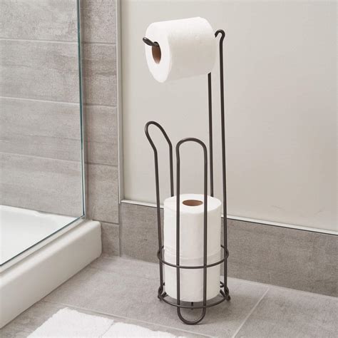 Idesign Classico Metal Free Standing Toilet Paper Tissue Holder Roll