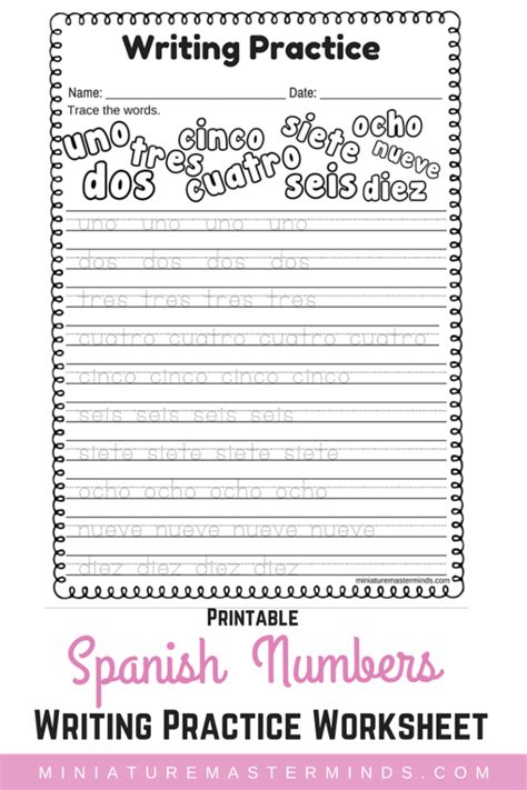 Numbers In Spanish Worksheets