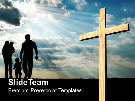 Jesus Christ Cross Powerpoint Templates Light Shining On Religion