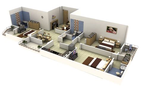 50 Three 3 Bedroom Apartmenthouse Plans Architecture