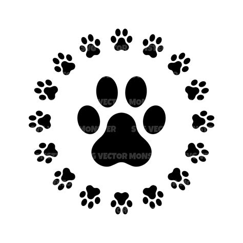 Cats Paw Print Clip Art Dog Paw Print Silhouette Graphic By