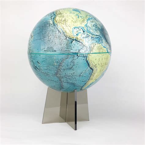 1970s National Geographic World Globe On Smoky Gray Lucite Etsy