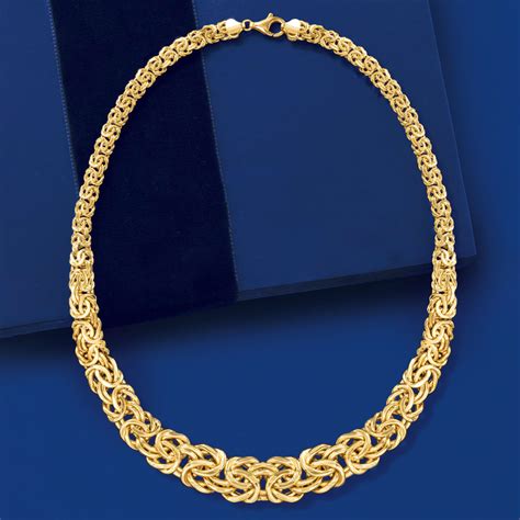 18kt Yellow Gold Graduated Byzantine Necklace Ross Simons