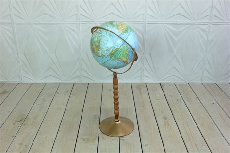 Vintage Pedestal Standing Globe 12 Diameter By Replogle Land And Sea 70