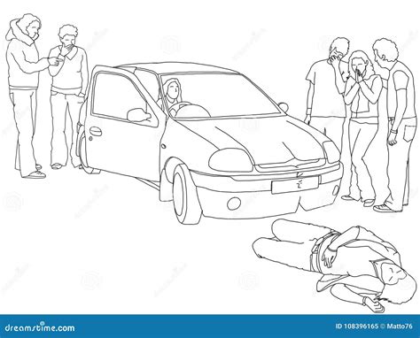 Traffic Collision Isolated On White Background Cartoon Vector