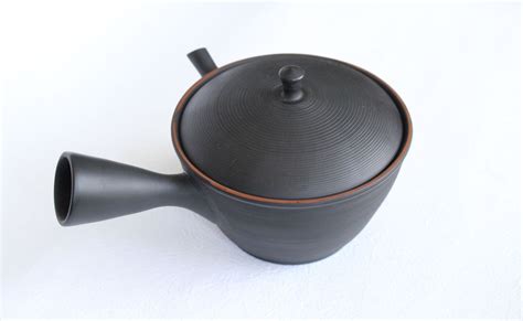 Tokoname Yt Japanese Tea Pot Kyusu Gyokko Line Black 300ml