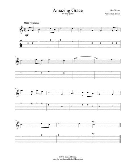 Amazing Grace For Easy Guitar With Tab By John Newton Digital Sheet