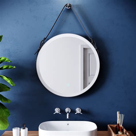Round Led Illuminated Bathroom Mirror With Demister Modern Designer