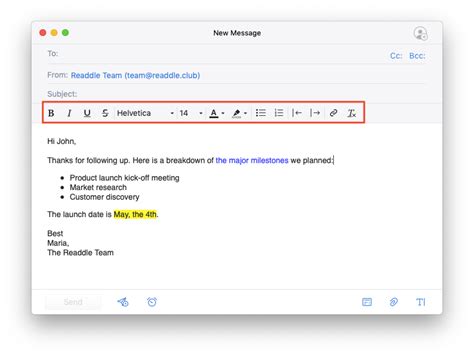 Use rich text formatting in emails | Spark Help Center