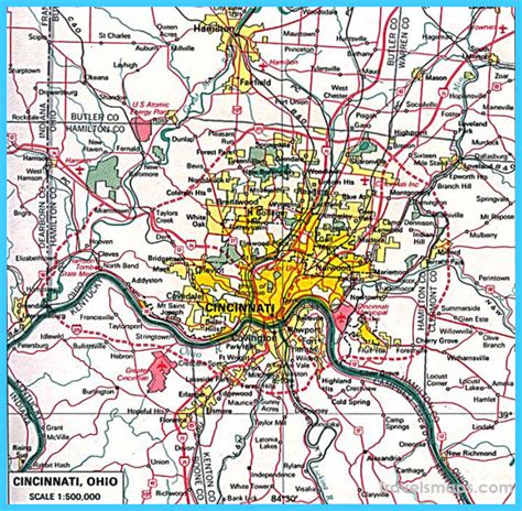 Map Of Cincinnati Travelsmapscom