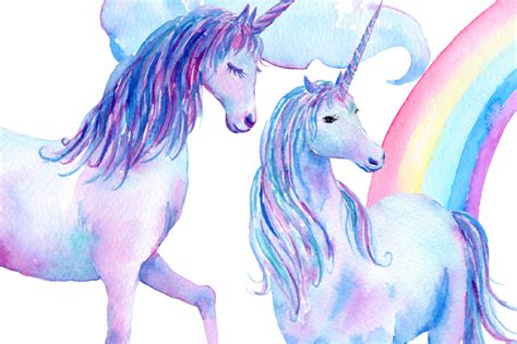 Watercolor Over The Rainbow Unicorn Clipart 54683 Illustrations