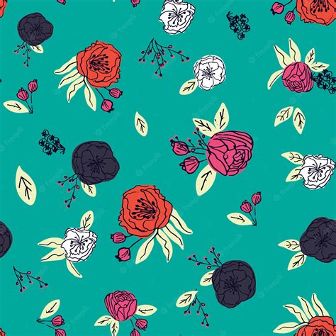 Premium Vector Hand Drawn Floral Seamless Pattern Vector