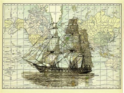 ship nautical vintage print on amazing maps vintage prints map art