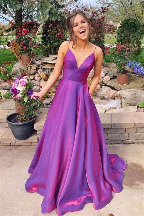 simple purple red satin long prom dress purple evening dress in 2021 purple prom dress satin