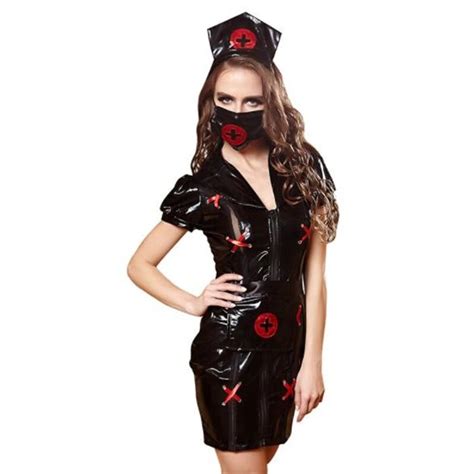 Halloween Cosplay Black Nurse Uniform Ladies Sexy Temptation Game Party Nightclub Performance
