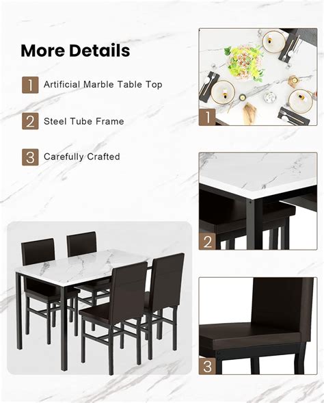 Buy Recaceik 5 Piece Faux Marble Dining Table Set Modern Kitchen Table