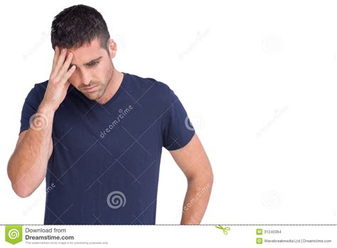 Sad Man Holding His Forehead Stock Images Image 31240364