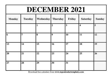 Print December Calendar 2021 Calendar Printables Free Blank