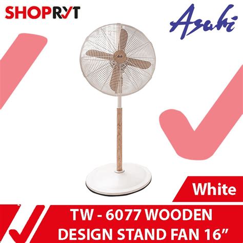 Asahi Wooden Stand Fan Xf 6077 16in Retro Electric Fan White Shopee