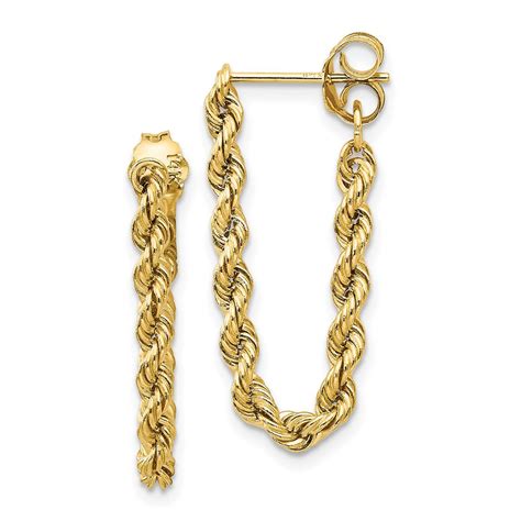 14k Yellow Gold 08 Mm Rope Chain Dangle Post Earring Msrp 188 Ebay