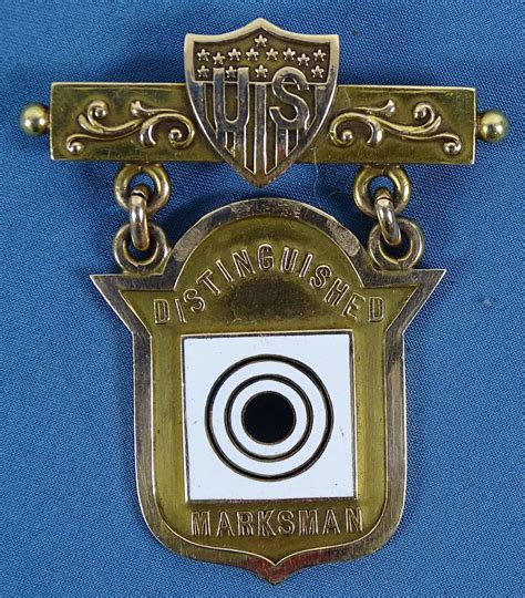 Named 14 Karat Gold 1927 Distinguished Marksman Badge For An Officer Of