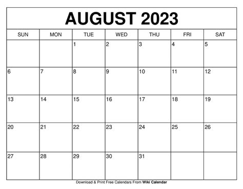 Free Printable August 2023 Calendar Wiki Calendar In 2022 Calendar