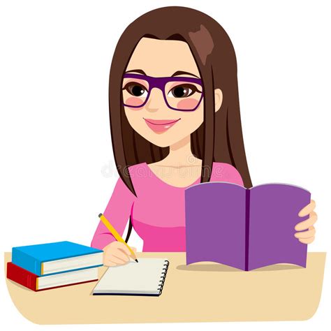 Girl Studying Taking Notes Stock Vector Illustration Of Books 74277840