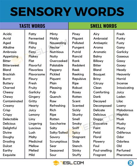 700 Sensory Words To Improve Your Writing In English 7esl