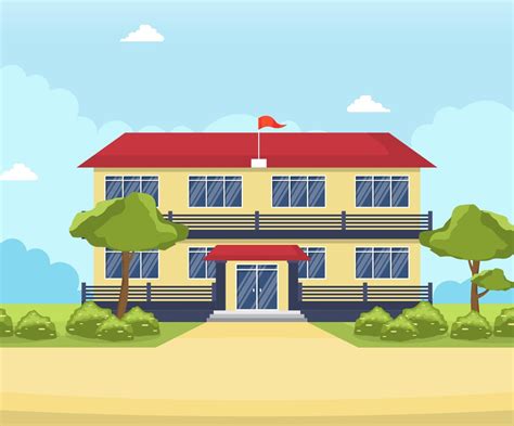 The Exterior Of A Public School Background Clipart Cartoons By Images