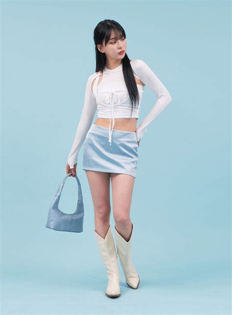 low rise glowy mini skirt ca06black m in 2022 korean female fashion mini skirts mini cami