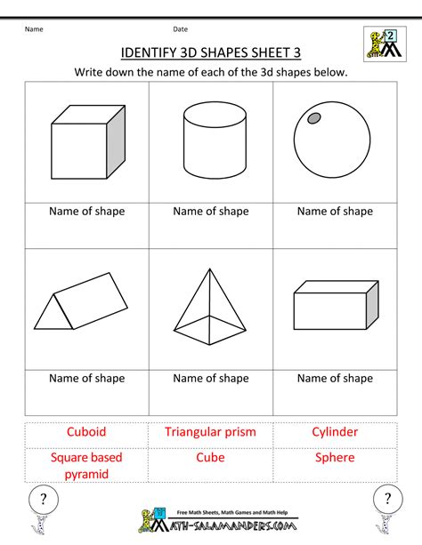 3d Shapes Worksheets For Grade 2 Pdf