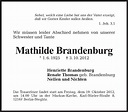 Traueranzeigen von Mathilde Brandenburg | Tagesspiegel Trauer