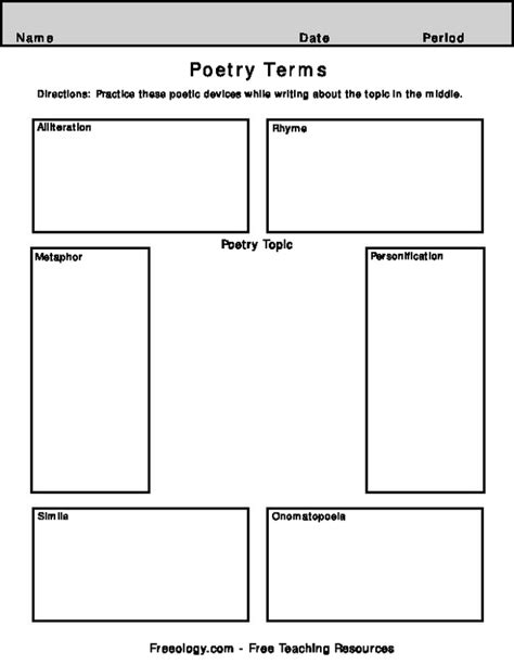 Poetry Terms Organizer For 5th 12th Grade Lesson Planet