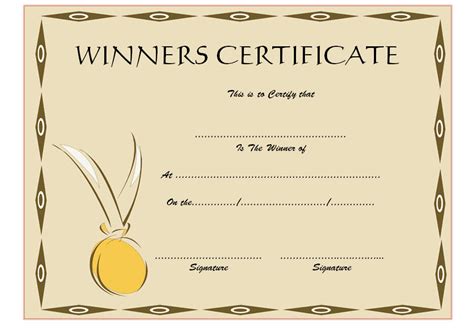 Printable Contest Winner Certificates Free Printable Download