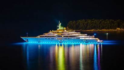 Yacht Private Bright Lighting Ships Wallpapers Lights