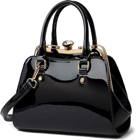 Shiny Top Handle Bag Patent Handbag Clutches Fashion Satchel Purse For