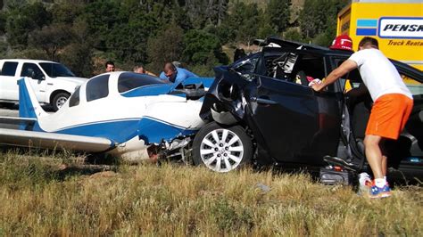 1 Dead 5 Injured After Small Plane Crashes Into Car On Calif Freeway