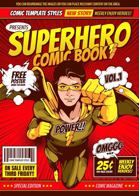 Superhero Comic Cover Template Background Flyer Brochure Speech