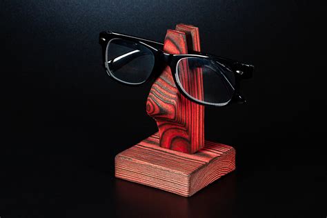 unique red reclaimed wood eyeglass holder spectacle stand etsy