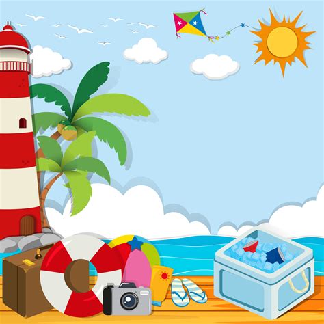 Summer Theme With Objects On The Beach 360722 Vector Art At Vecteezy