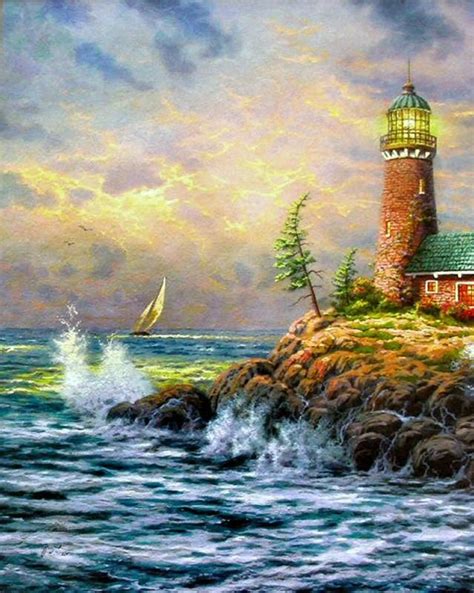 Lighthouse Pictures Thomas Kinkade Click To See Large Picture In 2019