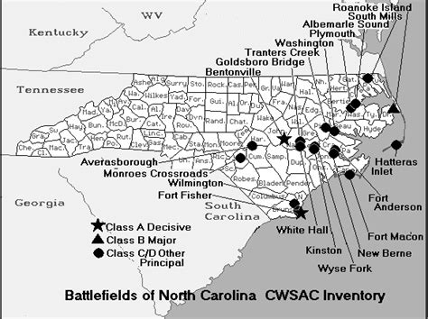 North Carolina Map Of American Civil War Battles