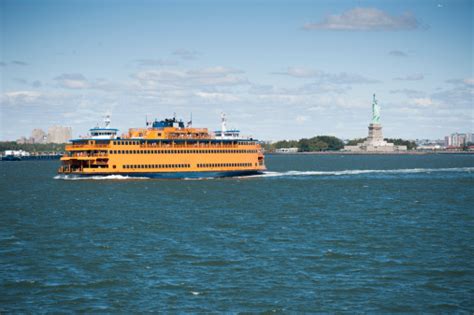 New York Ferry With Statue Of Liberty Stock Photo - Download Image Now ...