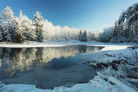 Winter Landscape With Ice On A Lake Ontario Canada Stock Photo