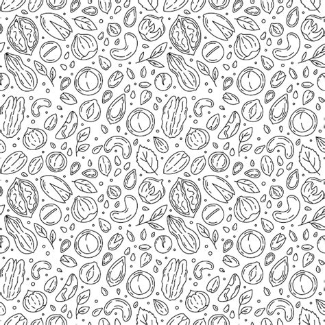 Premium Vector Nuts And Seeds Vector Seamless Pattern In The Doodle