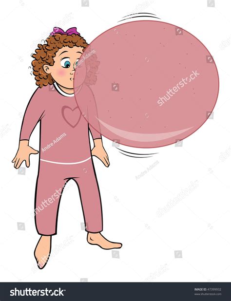 cartoon vector illustration girl blowing bubble gum 47399932 shutterstock